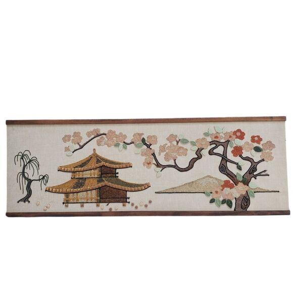 Pebble Gravel Wall Art MCM Mid Century‎ Pagoda Mosaic 36"x12.5" - Picture 1 of 11